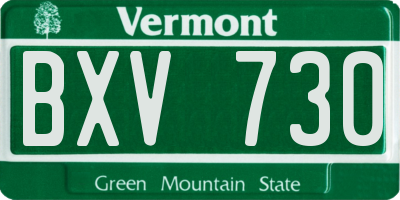 VT license plate BXV730