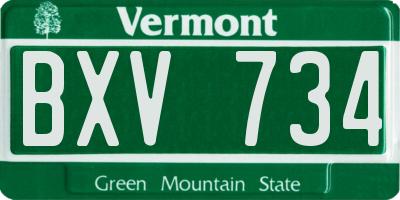 VT license plate BXV734