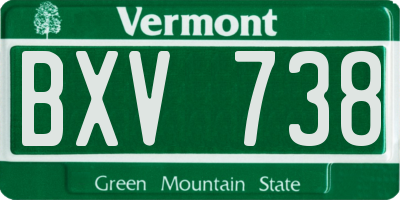 VT license plate BXV738