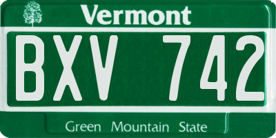 VT license plate BXV742