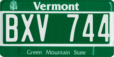 VT license plate BXV744