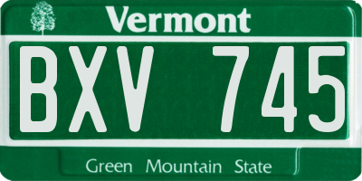 VT license plate BXV745
