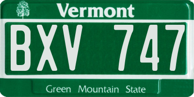 VT license plate BXV747