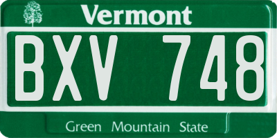 VT license plate BXV748