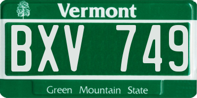 VT license plate BXV749