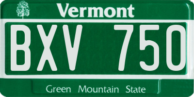 VT license plate BXV750