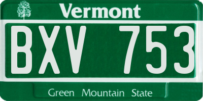 VT license plate BXV753