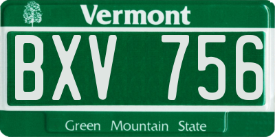 VT license plate BXV756