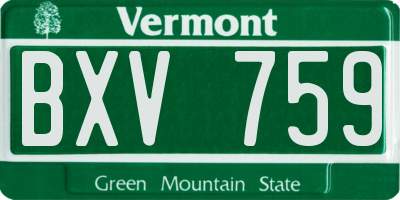 VT license plate BXV759