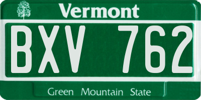 VT license plate BXV762