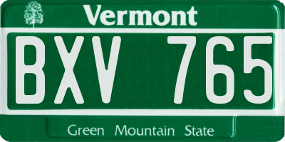 VT license plate BXV765