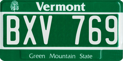 VT license plate BXV769