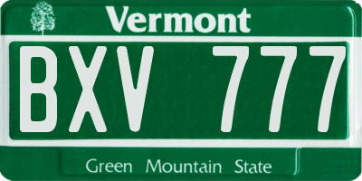 VT license plate BXV777