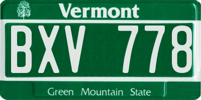 VT license plate BXV778