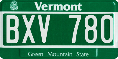 VT license plate BXV780
