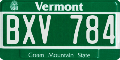 VT license plate BXV784