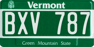 VT license plate BXV787