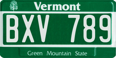 VT license plate BXV789
