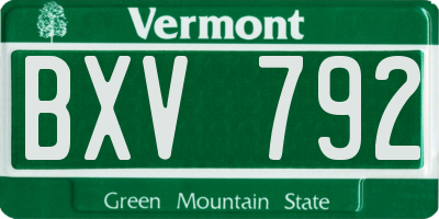 VT license plate BXV792