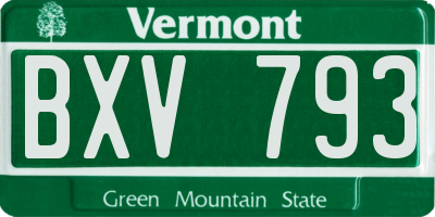 VT license plate BXV793