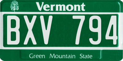 VT license plate BXV794