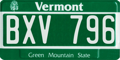 VT license plate BXV796