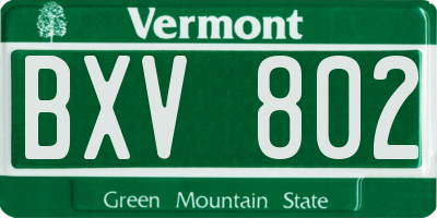 VT license plate BXV802