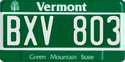 VT license plate BXV803