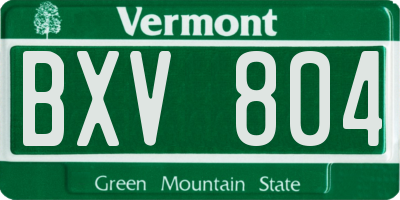 VT license plate BXV804