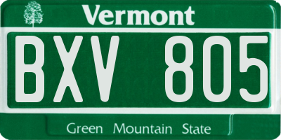 VT license plate BXV805