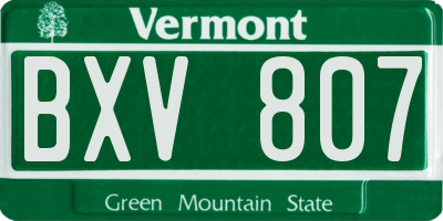 VT license plate BXV807