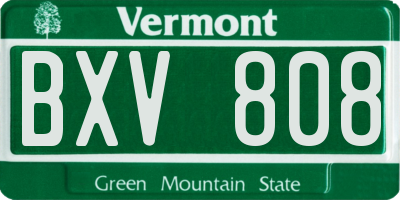 VT license plate BXV808
