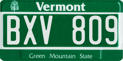 VT license plate BXV809