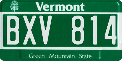 VT license plate BXV814