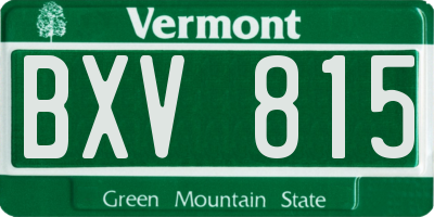 VT license plate BXV815