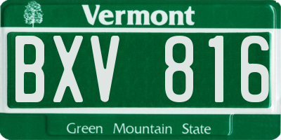VT license plate BXV816