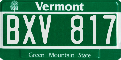 VT license plate BXV817