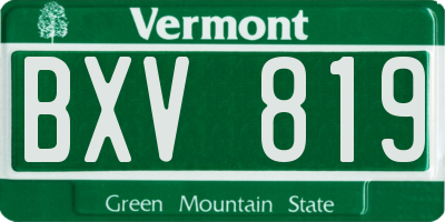 VT license plate BXV819