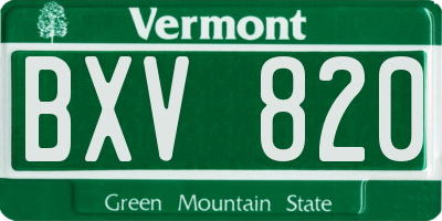 VT license plate BXV820