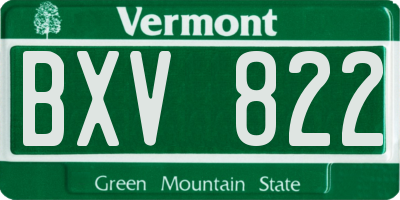 VT license plate BXV822