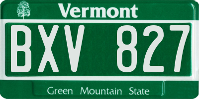 VT license plate BXV827