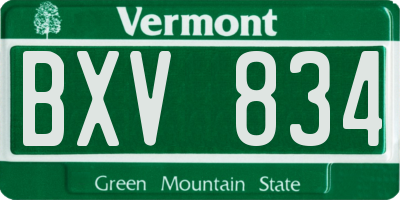 VT license plate BXV834