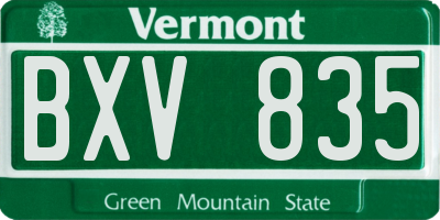 VT license plate BXV835