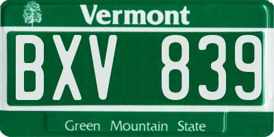 VT license plate BXV839