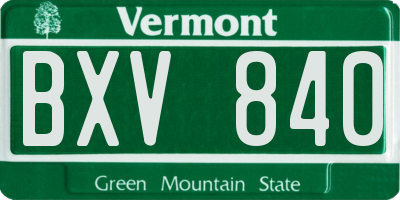 VT license plate BXV840