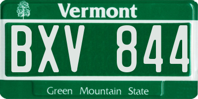 VT license plate BXV844