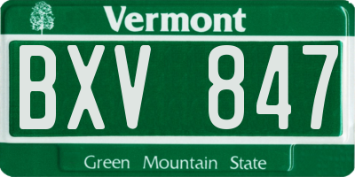 VT license plate BXV847