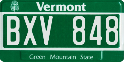VT license plate BXV848