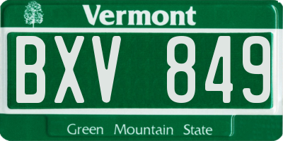 VT license plate BXV849