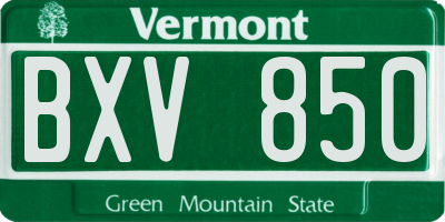 VT license plate BXV850